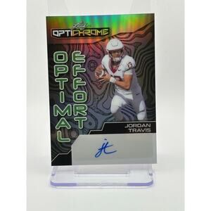 2024 Leaf Optichrome Jordan Travis Optimum Effort Silver Holo Auto 5/10 SP Jets